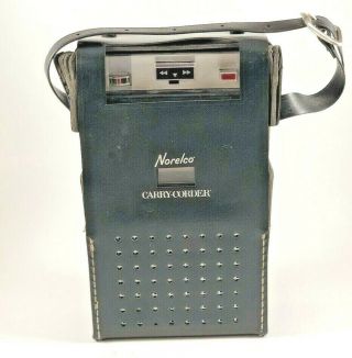 Norelco Vintage Carry - Corder Portable Cassette Tape Recorder Rare Leather Case