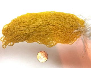 Pre - 1900 Antique Micro Seed Beads 17/0 Rich Golden Sun Yellow Transparent - 3g