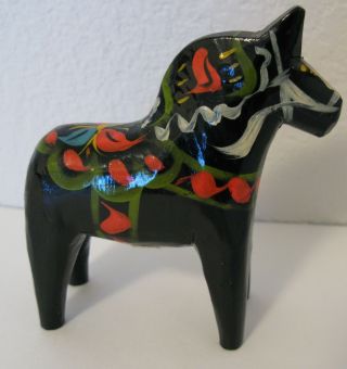 Vintage Black Colorful Dala Horse Swedish Christmas 4 " W Sticker