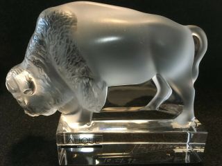 Vintage Lalique Crystal Buffalo Figurine Signed By M Lalique France Rare