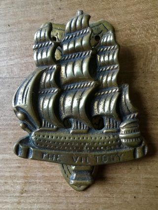 Vintage Brass Door Knocker Old Sail Boat Ship The Victory Small Cast Brass