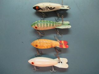 4 Vintage Wood Bomber Fishing Lures