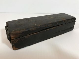 Antique Primitive Handmade Knife Sharpener Sharpening Stone In Wood Box