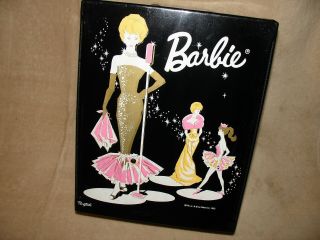 Vintage 1962 Mattel Barbie Double Doll Carrying Case Black Vinyl Trunk