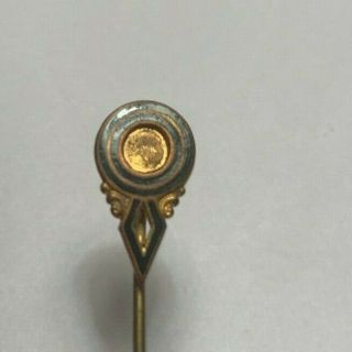 Antique Vintage Stick Pin Stickpin Gold Black Enamel 228