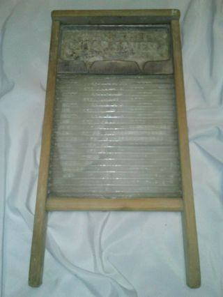 Antique National Washboard Co.  Ribbed Glass Washboard And Metal Soap Saver