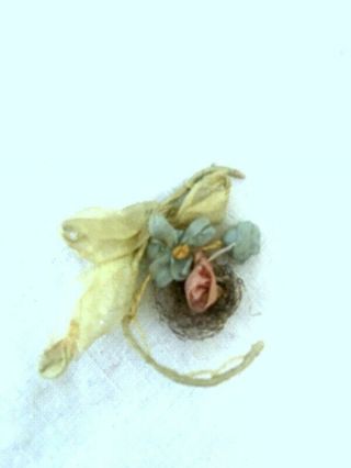 Miniature Victorian French Silk Bouquet With Added French Tricotine1 3/4 "
