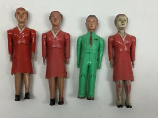 4 Vintage Renwall Usa Plastic Articulated Limb Dollhouse Figures 42 & 43