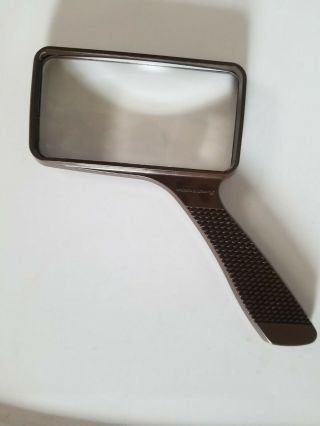 Rare Vintage Bausch & Lomb Rectangular Magnifier Reading Glass Brown Handle Usa