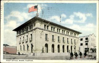 1922 Miami Beach,  Fl Post Office Miami - Dade County The Cr Antique Postcard