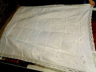 Vtg Antique White Cotton/Linen 48x60 