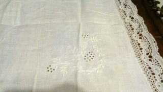 Vtg Antique White Cotton/Linen 48x60 