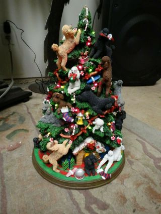 RARE The Danbury Poodle Christmas Tree Lights Up Dogs Holiday Decorations 2