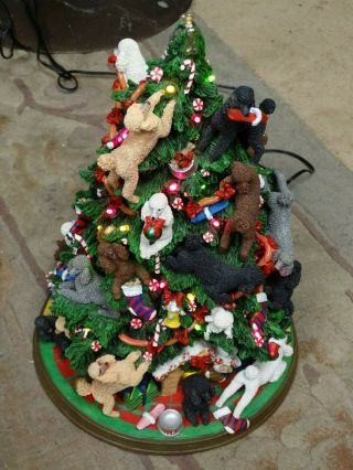 RARE The Danbury Poodle Christmas Tree Lights Up Dogs Holiday Decorations 3