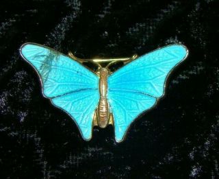 Vintage Antique Chinese Export Enamel Sterling Silver Butterfly Brooch Pin
