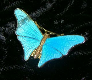 Vintage Antique Chinese Export Enamel Sterling Silver Butterfly Brooch Pin 2