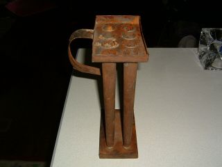 Antique Primitive Tin Metal 8 Tube Candle Mold W Handle Vintage 11 In.  Tall