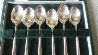 Lovely Cased Set Six Vintage Silver Plated Tea Spoons - Stylish - Maker Cooper Br