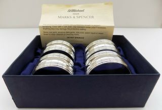 Silver Plated Vintage Napkin Rings Set Of 4 St.  Michael M&s Serviette
