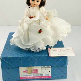 Madame Alexander Doll 8 Inch Scarlett White Organdy Dress 16648 Red Ribbon Box