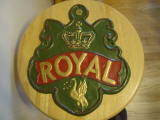 Fire Mark: Rare Royal Insurance Company Plaque - Green Red Crown Sign Door