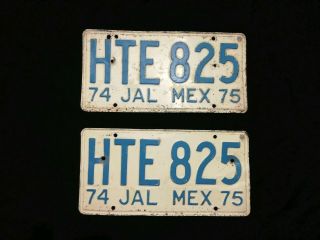 Jalisco License Plate Rare Vintage Matching Pair 1974 75 Guadalajara Expired