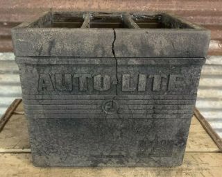 1 Vtg 40s 50s Autolite Auto Lite Battery Box Gas & Oil Advertising Sign Rare