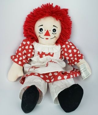 Applause Raggedy Ann I Love You Talking Doll 20 " Red Dress White Hearts Vintage
