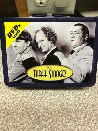 Three Stooges Tin Metal Lunchbox 2 - Dvd (laurel & Hardy Bonus) Gift Set Rare Oop