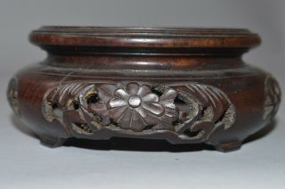 Antique Small Beautifully Carved Wooden Hardwood Vase Bowl Stand Plinth 2