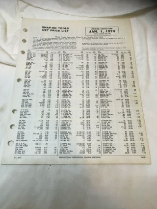 Rare Vintage 1971 Snap - On Tools Price List Dpl - 741 32 Pages