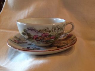 Antique/vintage Japanese Porcelain Cup & Saucer Hand Painted