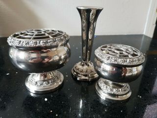 Vintage 2 X Silver Plated Rose Bowl,  1 X Posy Vase Ianthe England