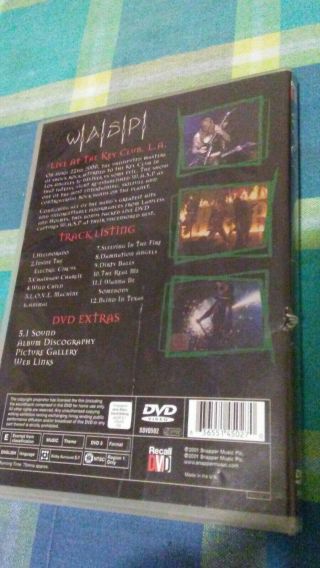 W.  A.  S.  P.  - The Sting: Live at the Key Club L.  A.  (DVD,  2002) Rare,  OOP,  12 tracks 3