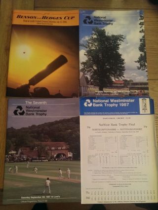 1986 Benson & Hedges Cup Final,  1987 1988 Natwest Bank Trophy Programmes Rare