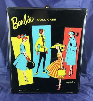 Vintage 1961 Ponytail Black Vinyl Barbie Doll Case By Mattel,  Inc.  Very Good