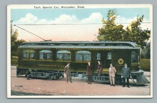 Wpi Worcester Polytechnic Institute Trolley Train Rare Antique Massachusetts Ma