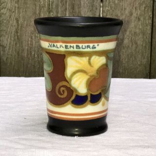 Antique Gouda Holland Art Pottery Souvenir Cup Tumbler Valkenburg Zenith Fleur
