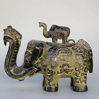 Aaa Collectable China Antique Bronze Handwork Carve Elephant Auspicious Rare Pot