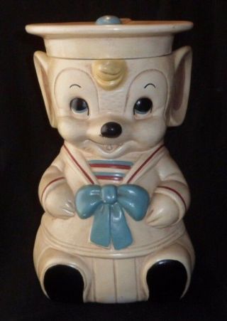 Vintage Twin Winton Sailor Mouse Cookie Jar Rare White Color California Usa