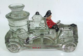Antique Avor Glass Fire Truck Candy Container With Paint