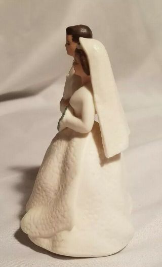 Bride & Groom Cake Topper / Figurines Vintage White Suit Pink Bouquet 4 