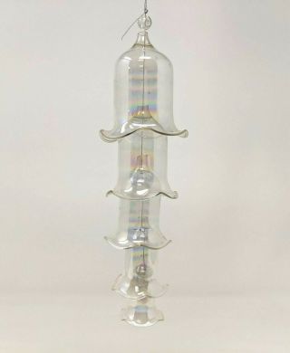 Vtg Christmas Tree Ornament Glass Bells 5 Tier Graduated Chimes Box Nesting Rare
