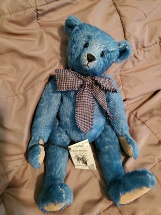 Vintage Mohair Blue Teddy Bear By Dawn Wise Of Sunrise Bears