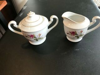 Vintage Thames Moss Rose China - Creamer & Sugar Bowl With Lid