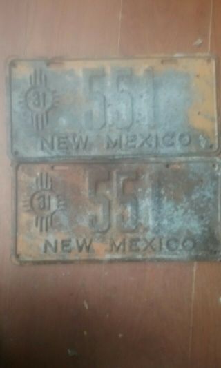 1931 Mexico License Plates Pair 3 Digit Very Rare.