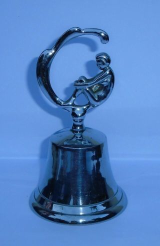 Lovely Vintage Chrome Art Deco Lady Hand Table Bell
