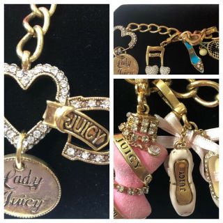 Juicy Couture Heart & Horseshoe Charm Bracelet With 5 Rare Charms
