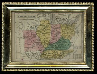 ANTIQUE AMERICAN MAP: UNITED STATES - 1852 - Hand - colored - 5 x 7 inches. 3