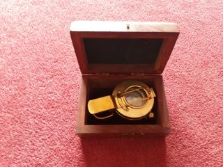 Antique Brass Folding Compass By Ross Of London In Wooden Case